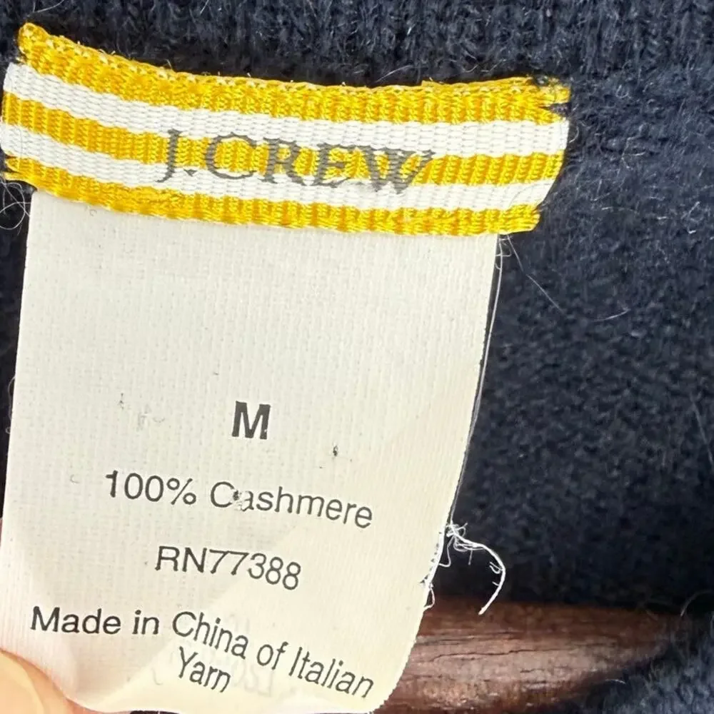 J.Crew Cashmere Sweater Vest Womens M Navy Blue Sailboat Intarsia Coastal 2007